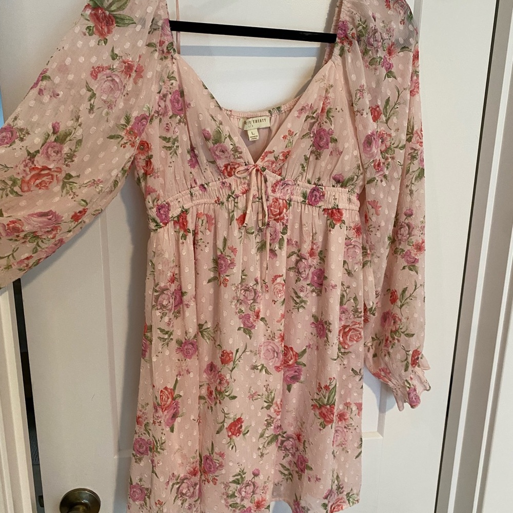 Floral Pink Chiffon Dress